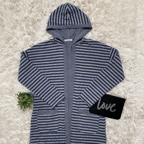 🎉HP🎉 Byron Bay Hooded Open Cardigan 💗 Blue & Gray - Picture 2 of 15